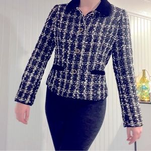 Elegant Plaid Tweed Short Blazer
